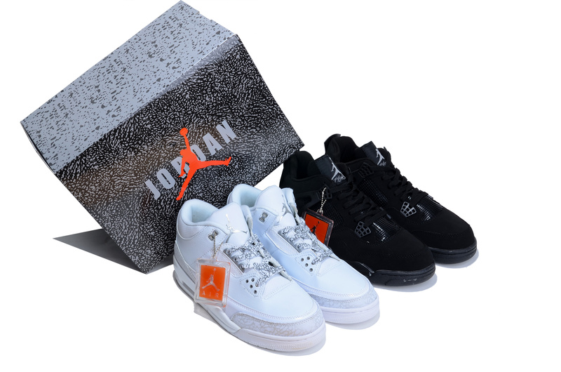 Limited Combine Black Air Jordan 3 And White Jordan 4 Shoes